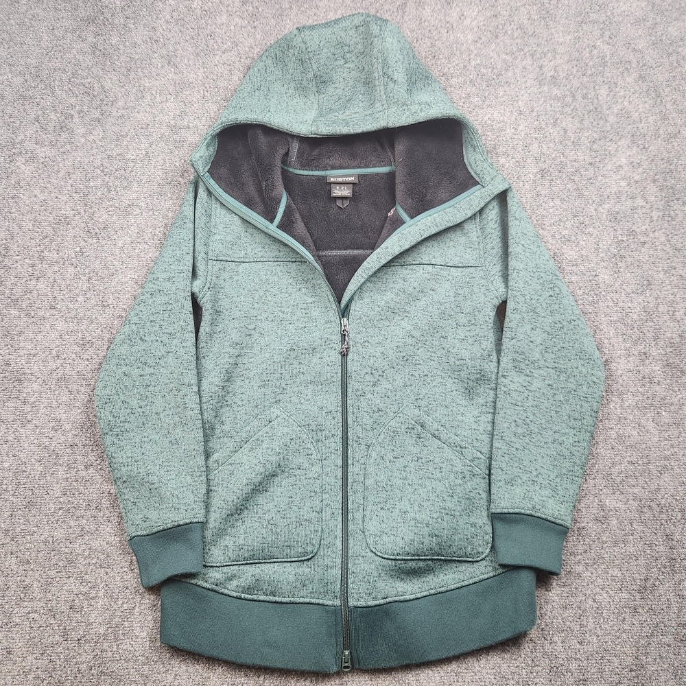 Burton Hoodie Womens Small Green Minxy Fleece Full Zip‎ Lined Sweatshirt